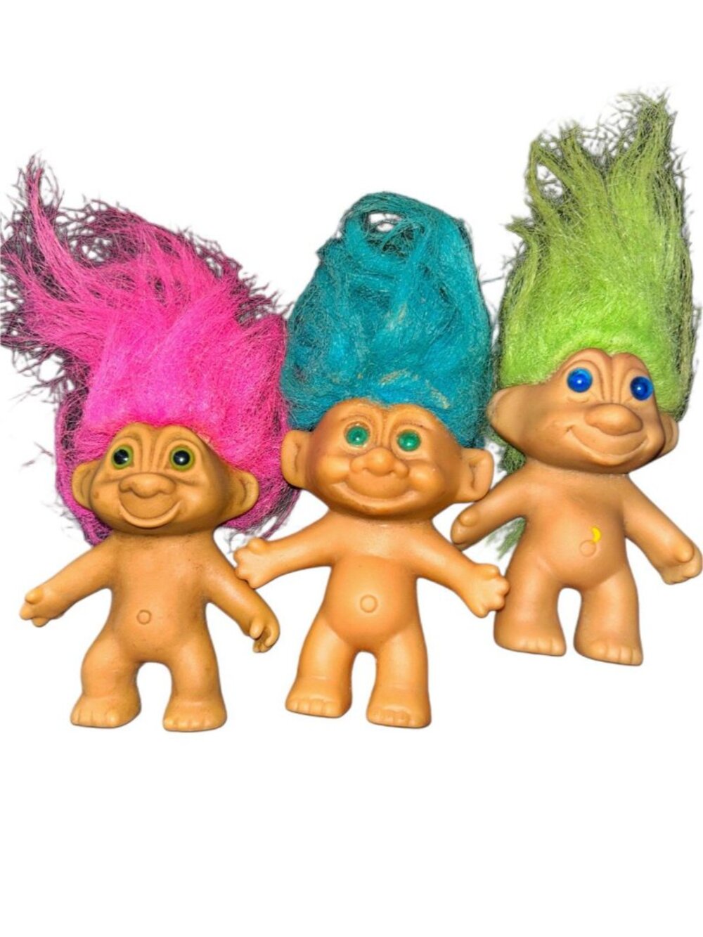 Vintage 60s Toy Clone Troll Dolls Unbranded Made in China Set of 3